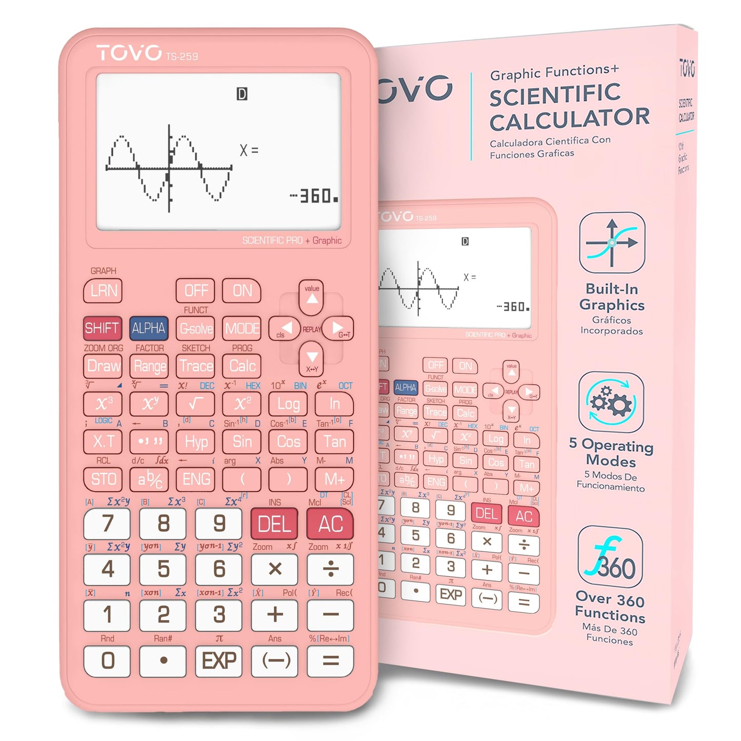 TOVO 2026 Upgraded Scientific Calculator with Graphic Functions, Massive 3" Screen, 360+ Functions Multi-Mode Graphing Calculators for Students, High
