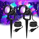 Qeeanmo 12W Black Lights for Glow Party,Purple LED Landscape Spot Lighting for Yard Garden Poster Bar Decoration,2Pack