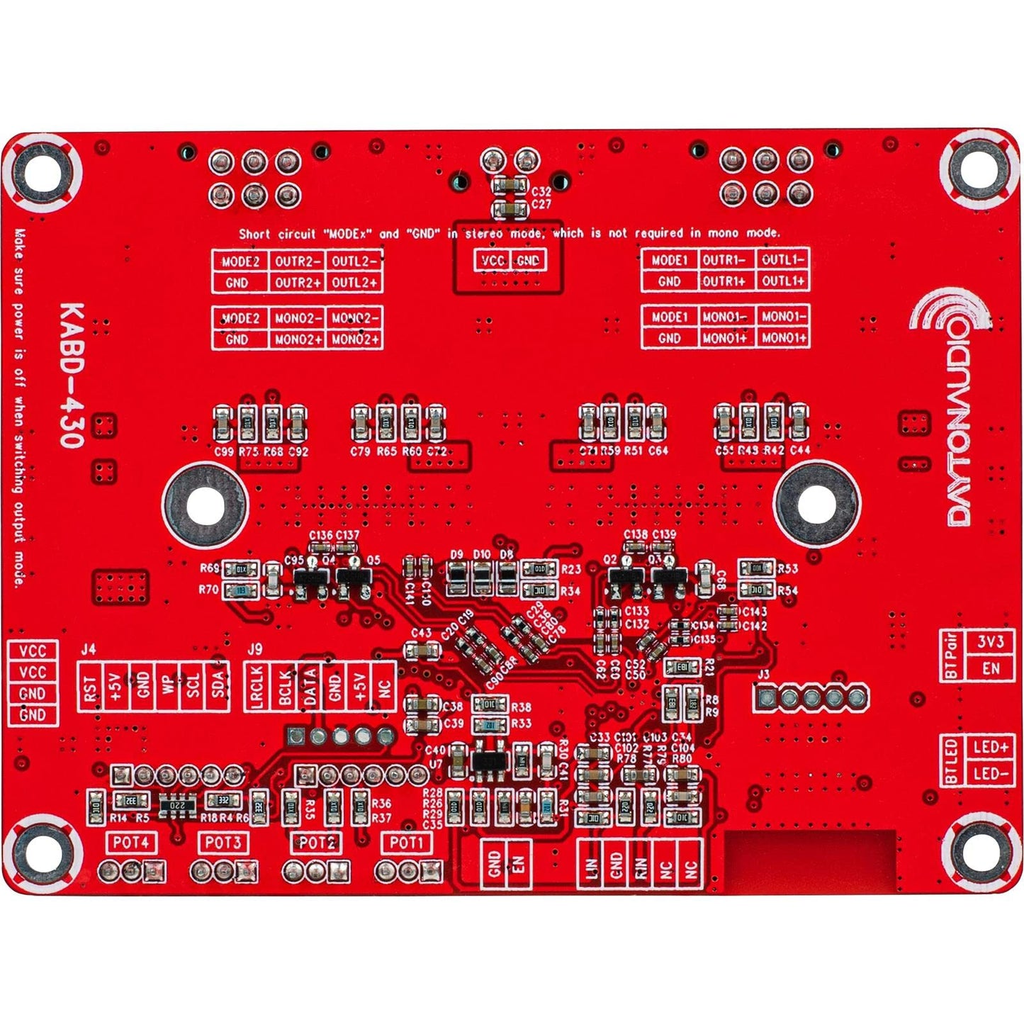 Dayton Audio KABD-430 4 x 30 Watt 4 Channel Amplifier Module Board with Bluetooth 5.0 and Built in DSP Digital Signal Processor for DIY Speaker