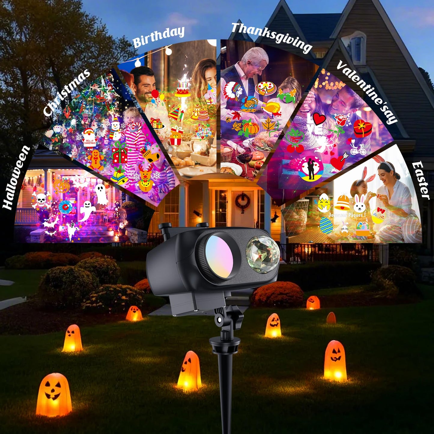 2026 Upgrade Halloween Christmas Projector Lights Decorations, COOLWUFAN Outdoor Indoor Holiday Projector Lights with Remote and 20 HD Effects(3D