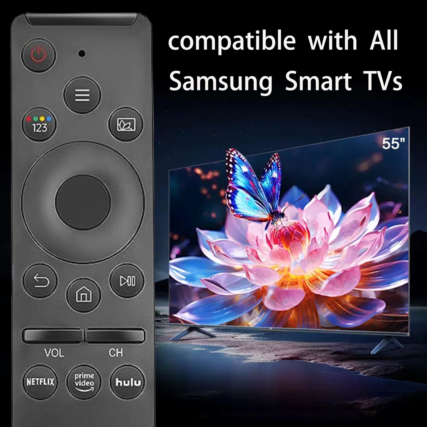 Joelrise Universal Remote Control for Samsung TVs - Compatible with Frame, Crystal UHD, Neo QLED, OLED, 4K, and 8K Smart TVs - Works with Netflix
