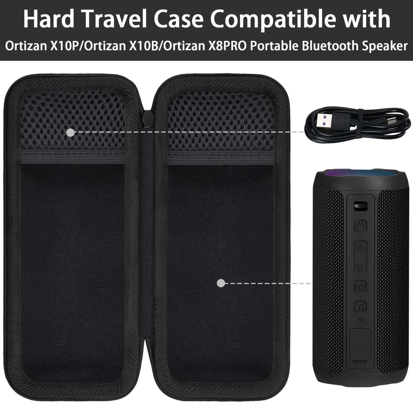 khanka Hard Travel Case for Ortizan Portable Bluetooth Speaker, IPX7 Waterproof Wireless Speaker, Case Only (Black)