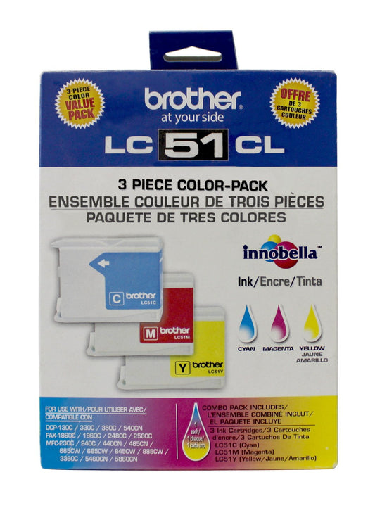 Brother Genuine Standard Yield 3 Pack Color -Ink -Cartridges, LC513PKS, Includes 1 -Cartridge Each of Cyan, Magenta & Yellow, Page Yield Up To 400