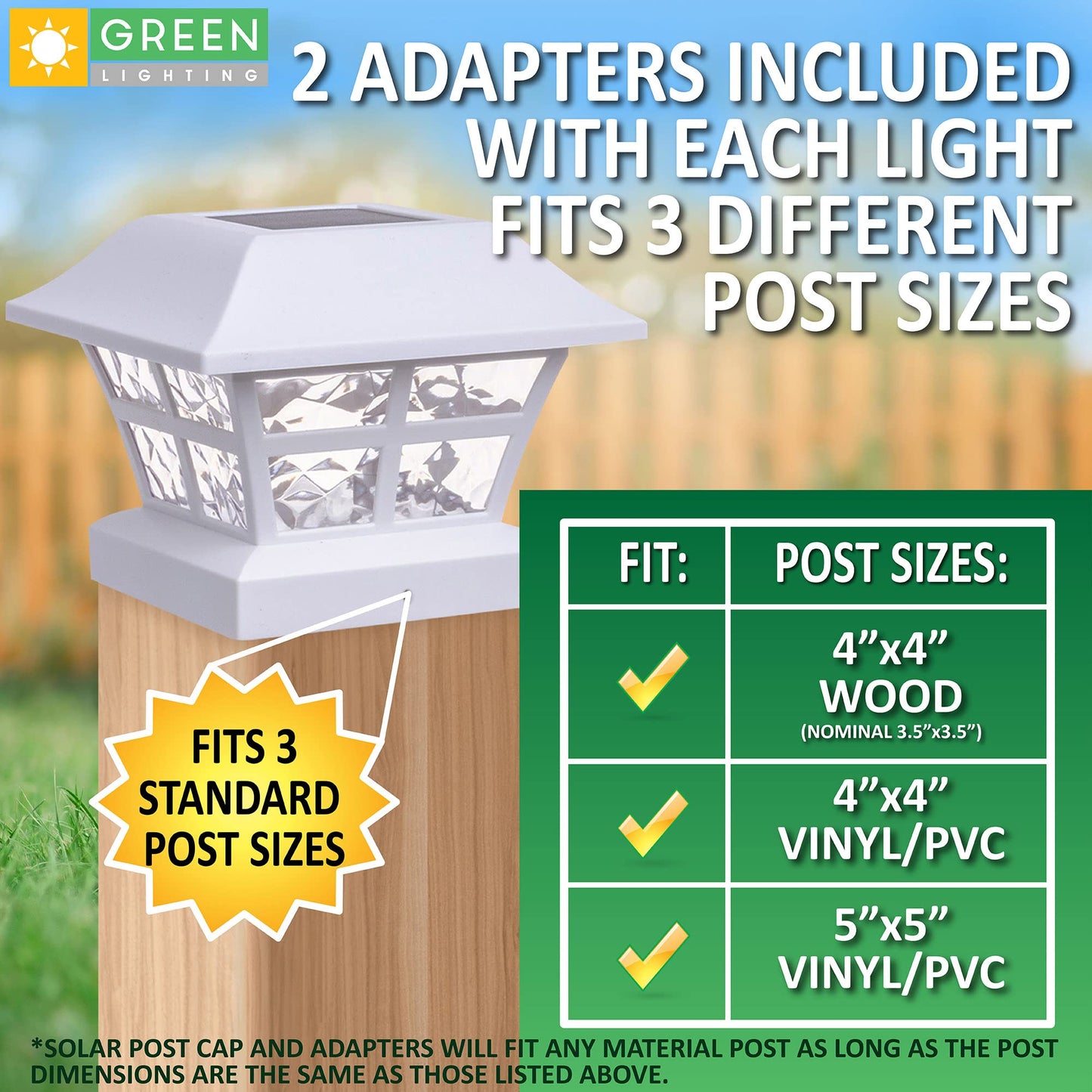 GreenLighting Evolve White Solar Post Cap Lights - 4x4 Post Caps and Outdoor Post Lights - Waterproof Solar Lights for Fence Posts - Solar Post Lights