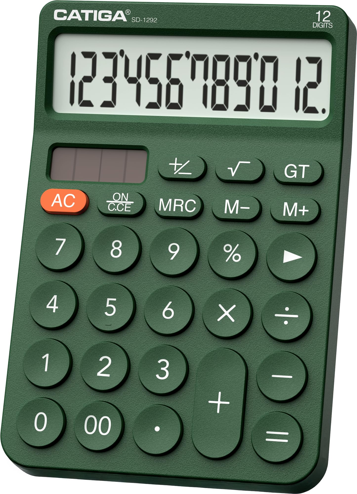 CATIGA 12 Digit Desktop Calculator Basic Desk Calculator with Large LCD Display, Big Buttons, 4 Function, Solar and Battery Dual Power, for Office