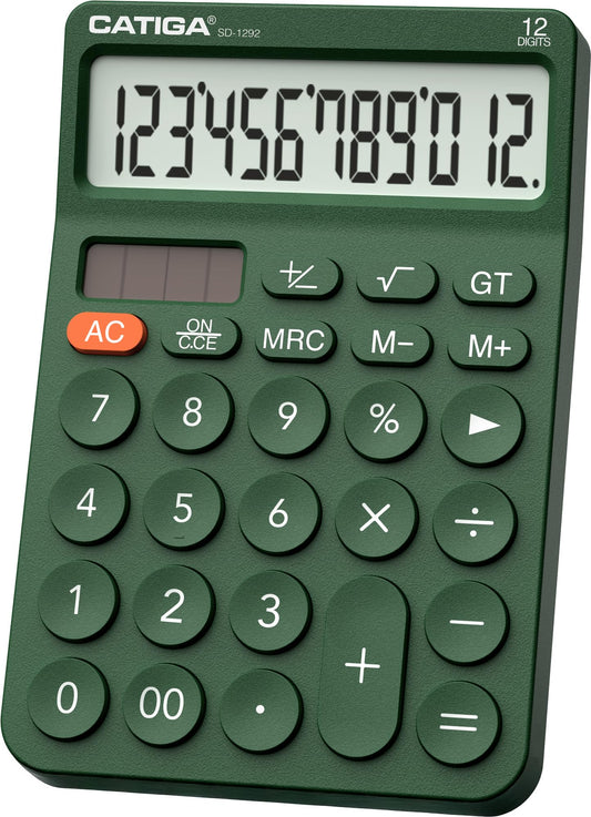 CATIGA 12 Digit Desktop Calculator Basic Desk Calculator with Large LCD Display, Big Buttons, 4 Function, Solar and Battery Dual Power, for Office
