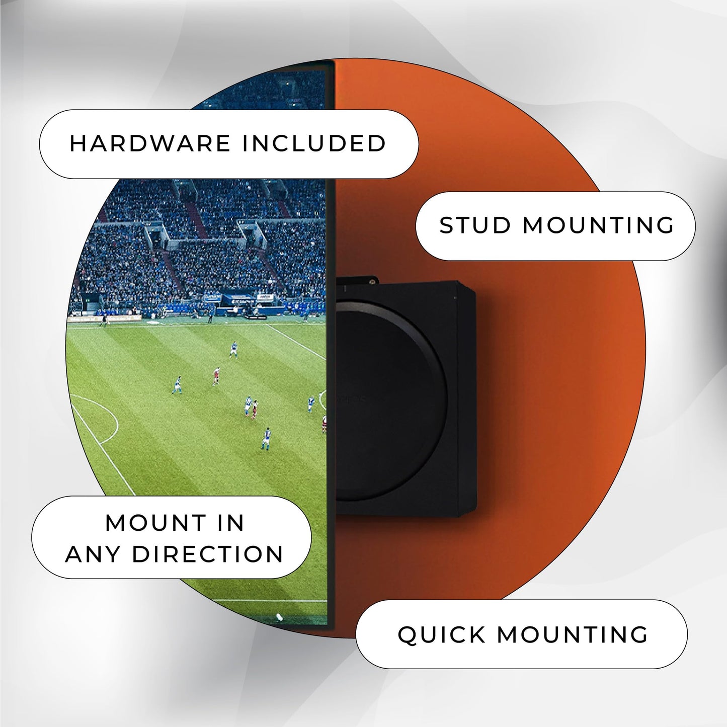 HumanCentric Wall Mount Compatible with Sonos Amp Speaker, Mounting Bracket for Wireless Amplifier, Mount in Any Direction on Wall Under TV, Floating