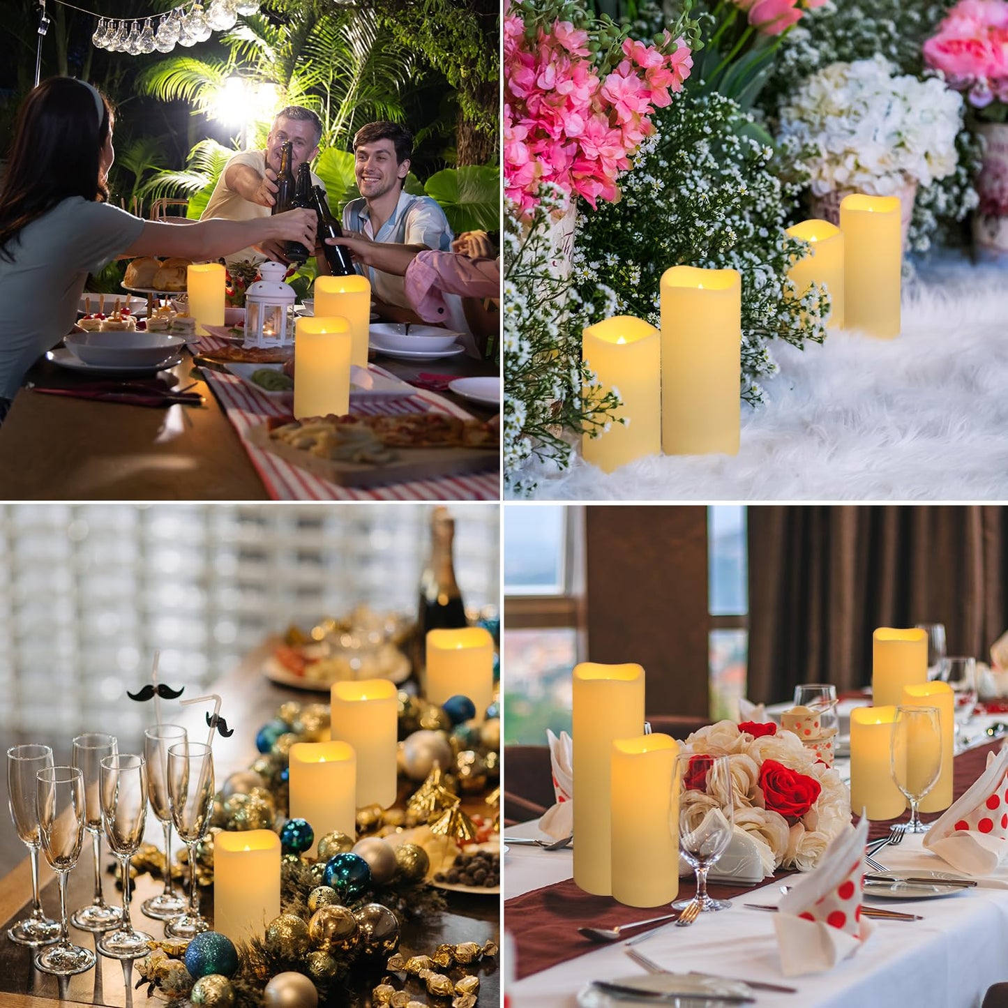 fclayvts 24-Pack LED Flameless Candles with Remote Control -Flickering Electric Candles- Timer Candles -3D Flame, for Halloween Christmas