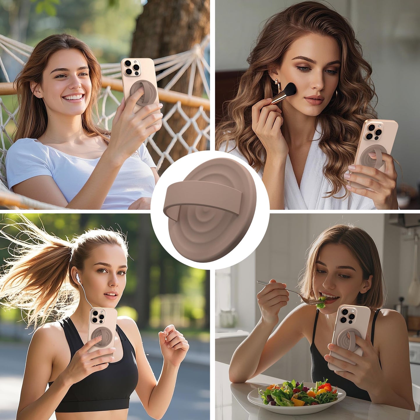 COFFKER Magnetic Phone Grip Ring Holder, Liquid Silicone Magnet Cell Phone Grip Finger Loop, Compatible with Magsafe, Back of Phone for iPhone