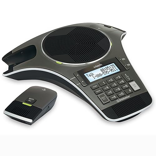 VTech VCS702 ErisStation DECT 6.0 Conference Phone with Two Wireless Mics Using Orbitlink Wireless Technology