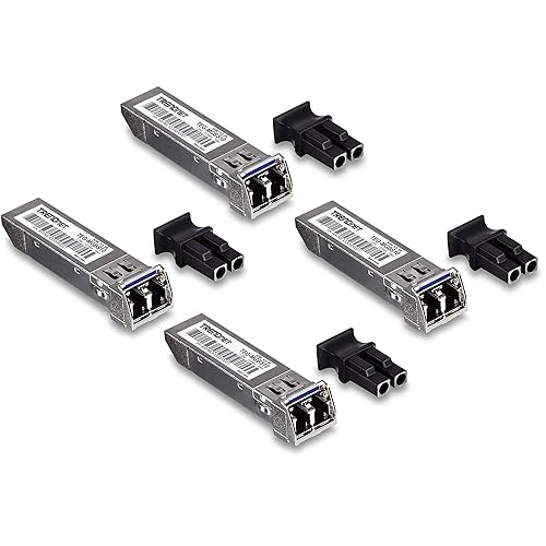 TRENDnet SFP Single-Mode LC Module 4-Pack, TEG-MGBS10/4, For Single Mode Fiber, Distances up to 10km(6.2 Miles), Gigabit SFP, Supports Up to 1.25Gbps