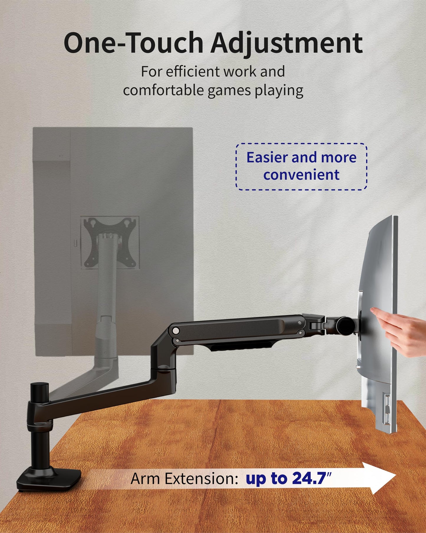 Ergounion Single Monitor Arm Desk Mount, Holds Screens up to 40 Inches and 25 lbs, Fully Adjustable Vesa Monitor Mount with C-Clamp and Grommet Base