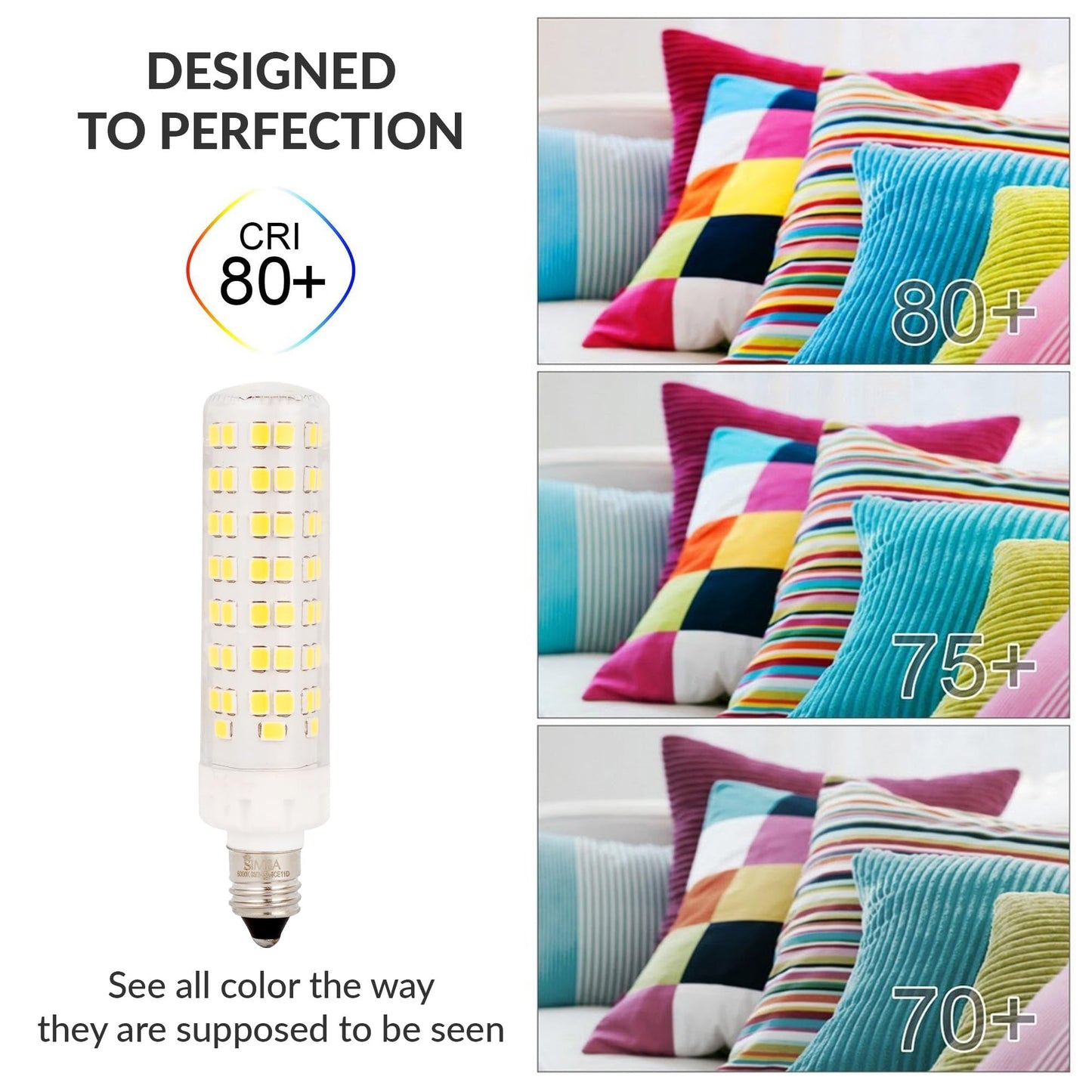 Simba Lighting LED T6 8W Mini-Candelabra JD Light Bulb E11, 6000K, 4 Pack