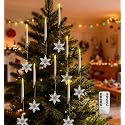 Htscudtg Christmas Tree Candles with Remote, 5 Pcs LED Flameless Taper Candles with Clear Snowflake for Christmas Tree Decor, Battery Operated Tree