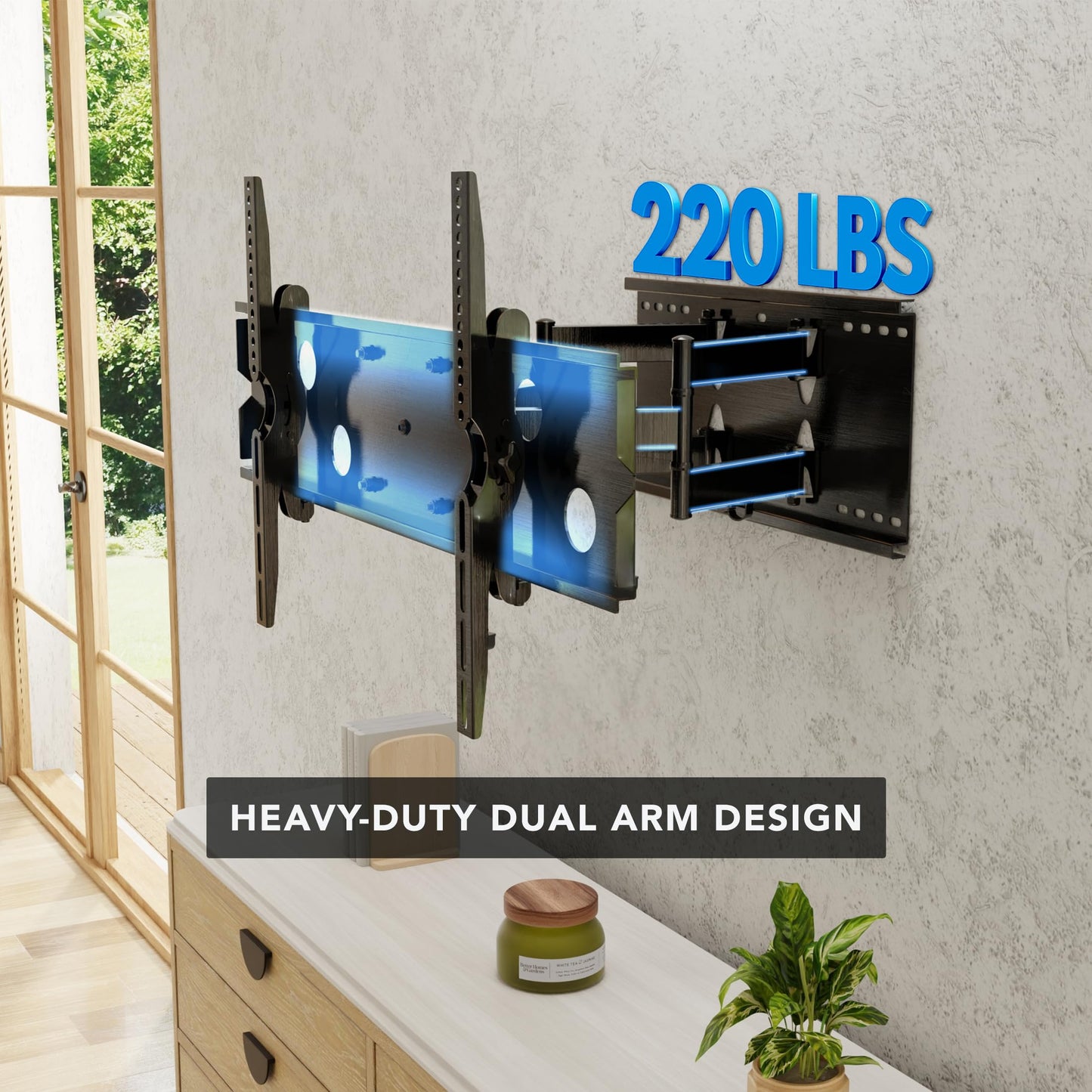 Mount-It! Full Motion TV Wall Mount | Heavy-Duty Dual Arm Articulating TV Bracket for 50-70 Inches Screen | VESA Compatible up to 800x450mm | 200 Lbs