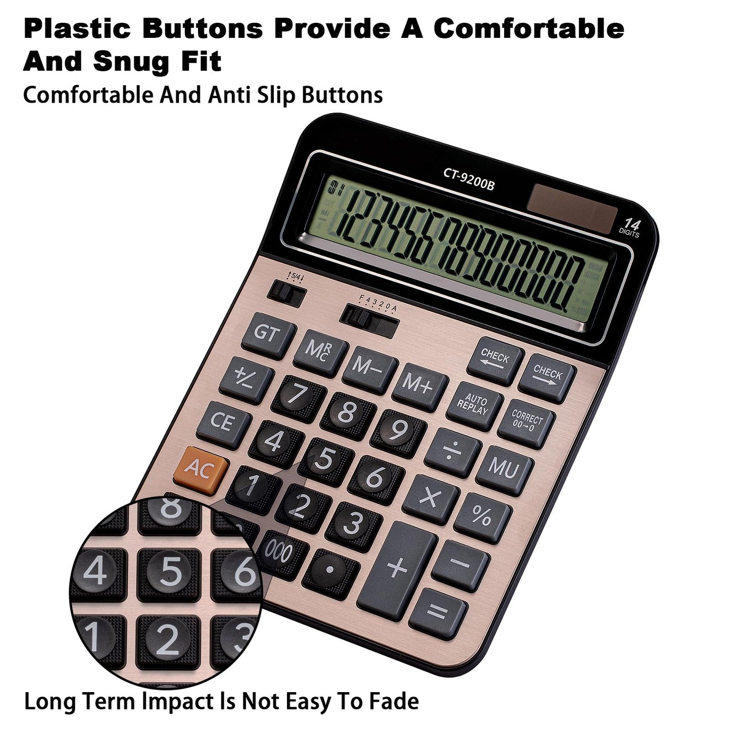 HIHUHEN Large Computer Electronic Calculator Counter Solar & Battery Power 14 Digit Display Multi-Functional Big Button for Business Office School