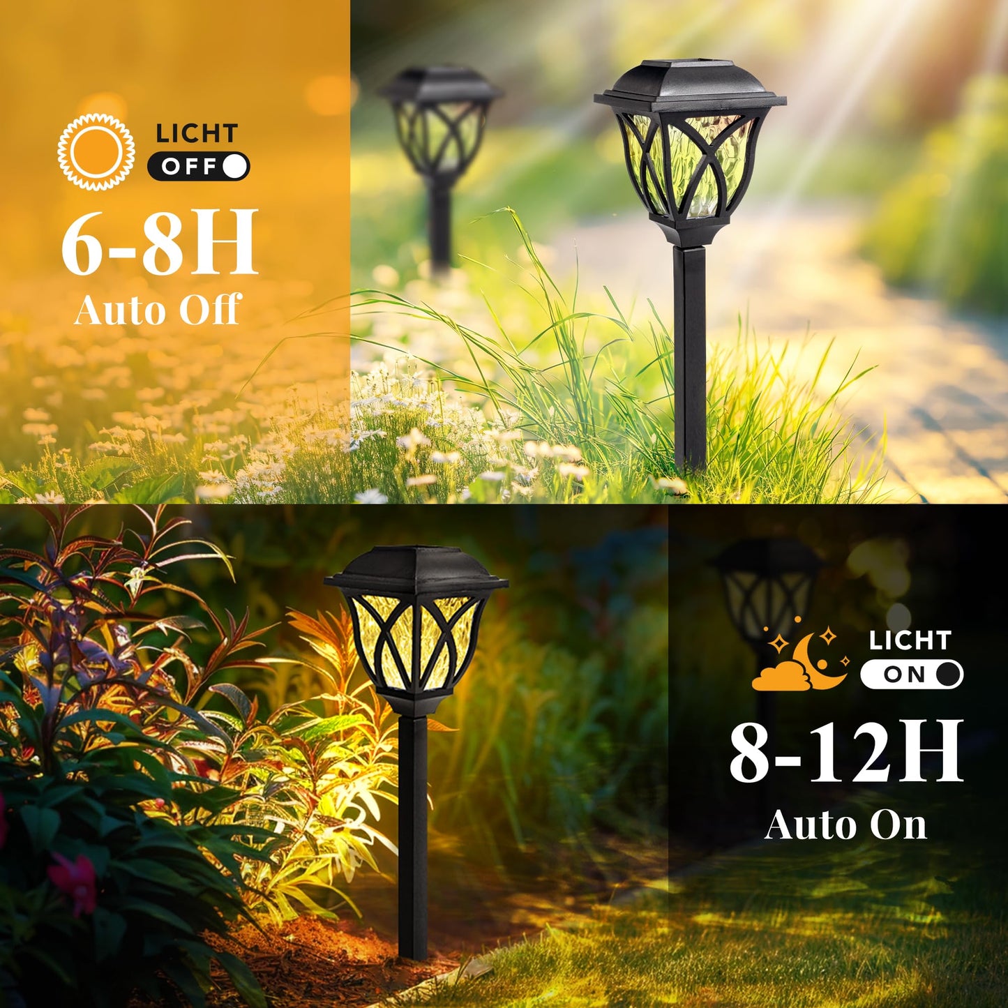 GIGALUMI 6 Pack Solar Lights Outdoor Waterproof, LED Solar Garden Lights, Outdoor Decorations, Garden Decor for Yard, Patio, Landscape, Planter