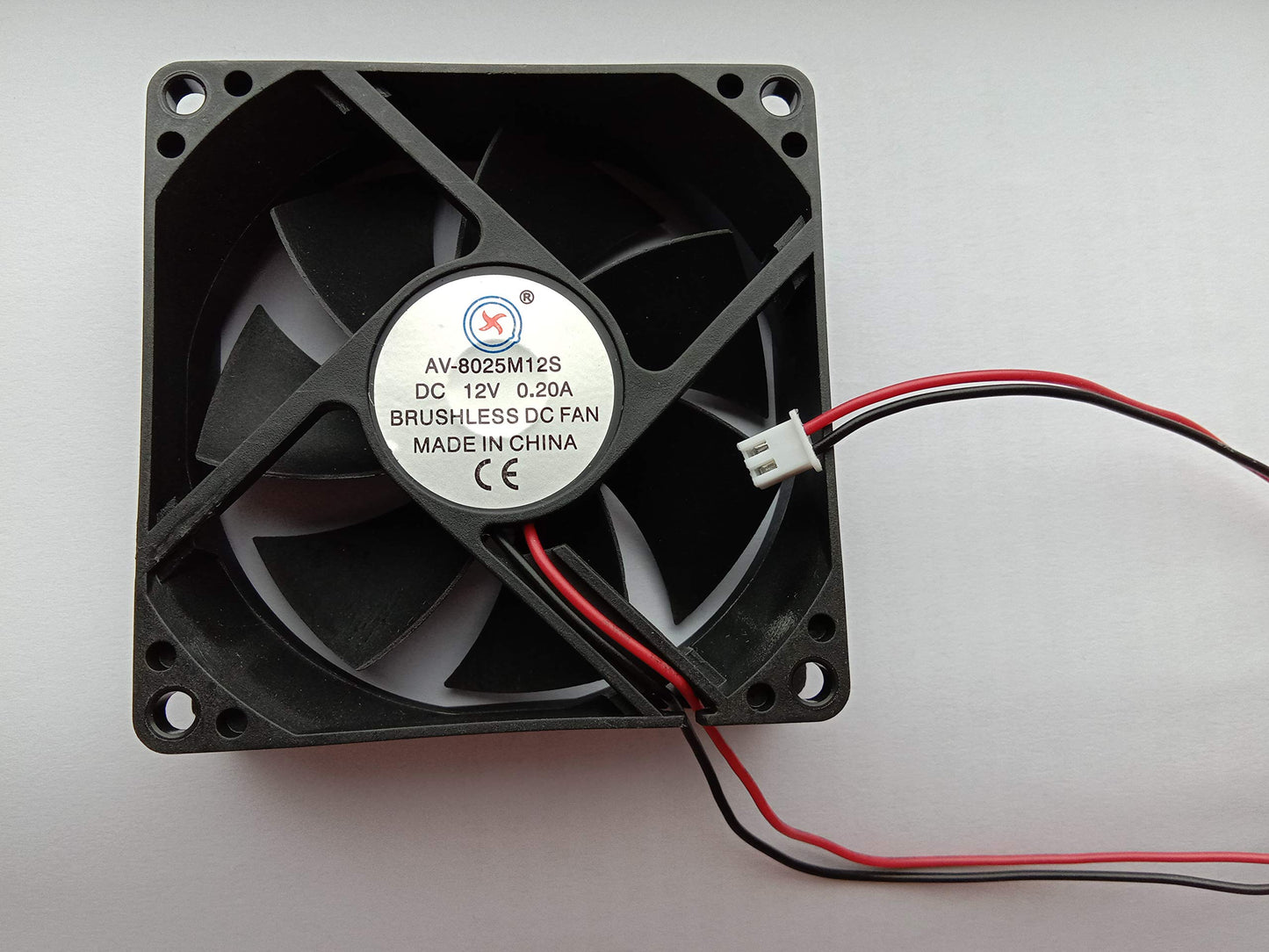 2 pcs Brushless DC Cooling Fan 12V 8025S 7 Blades 2 Wire 80x80x25mm Sleeve-Bearing Skywalking