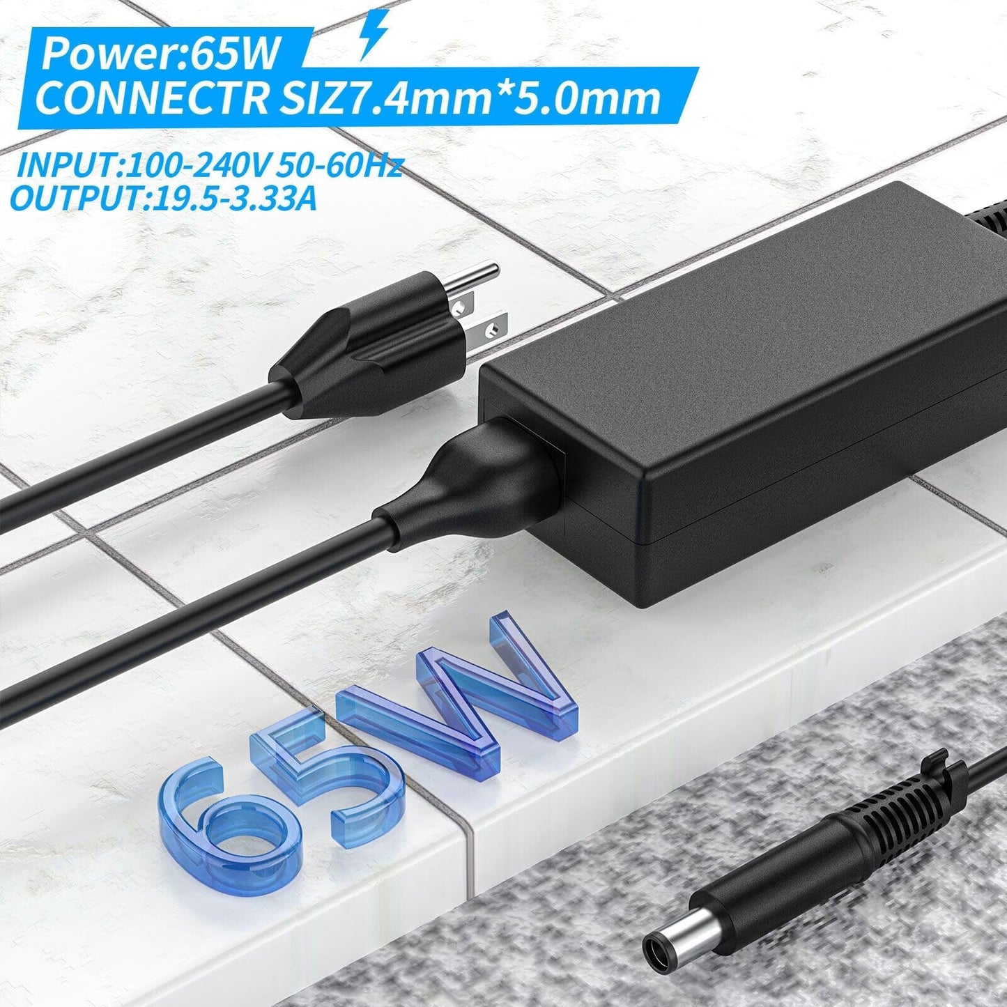 65W Laptop Charger Compatible with HP Pavilion DV7 DV6 DV5 DV4 DM4 G7 G6 Series, Probook, Compaq Cq57 Cq62 Cq56 Cq61 Cq60 Cq58,2000-329WM 2000-2A20NR