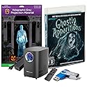 HoliScapes® USB Projector Kit - AtmosFx Ghostly Apparitions USB + Projector + 5.5' x 9' Large Gray Holographic Screen for Halloween Projection