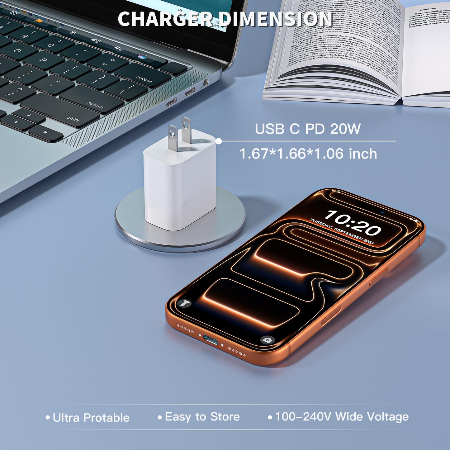 iPhone Charger Fast Charging, Fast iPad Charger 3Pack 20W USB C Wall Charging Block, 3.3FT Type C to C Cable for iPhone 17/17 Pro/17 Pro