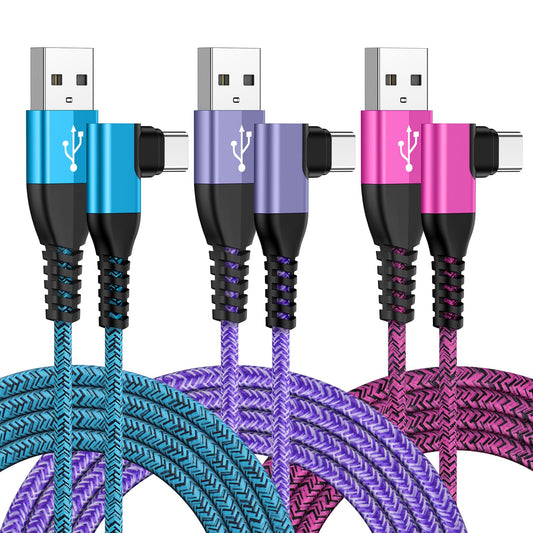USB Type C Cable 6FT 3Pack Fast Charging Right Angle Cable,3.1A USB C Charger iPhone Cord for iPhone 17 16 15 Samsung Galaxy S25 A17 A16 A56 A55 A36