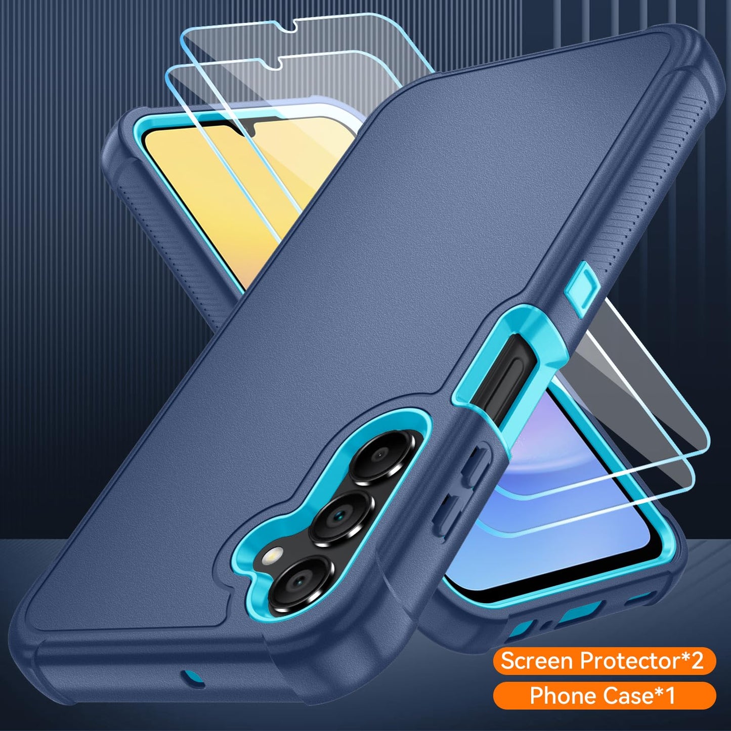 Case for Samsung Galaxy A14 5G Phone Case Glacier Blue | HD Screen Protector, Heavy Duty, 3 Layer, Hybrid, Shock Proof, Protective, Rugged Bumper, PC