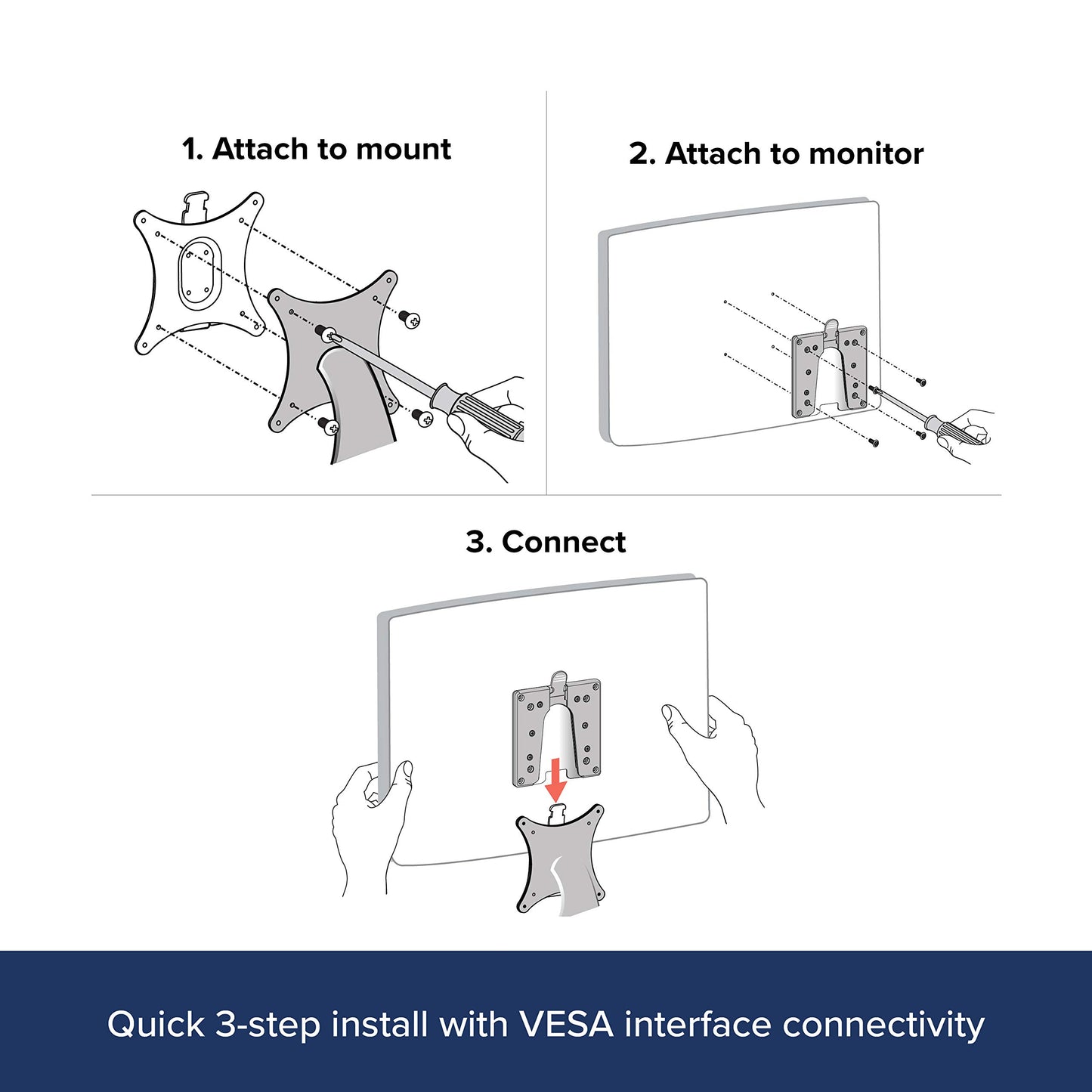 Ergotron - Quick Release Bracket - for Monitor and TV Screens Up to 35 lbs, Less Than 3 Inch Display Depth - Add-on for VESA Monitor Arms