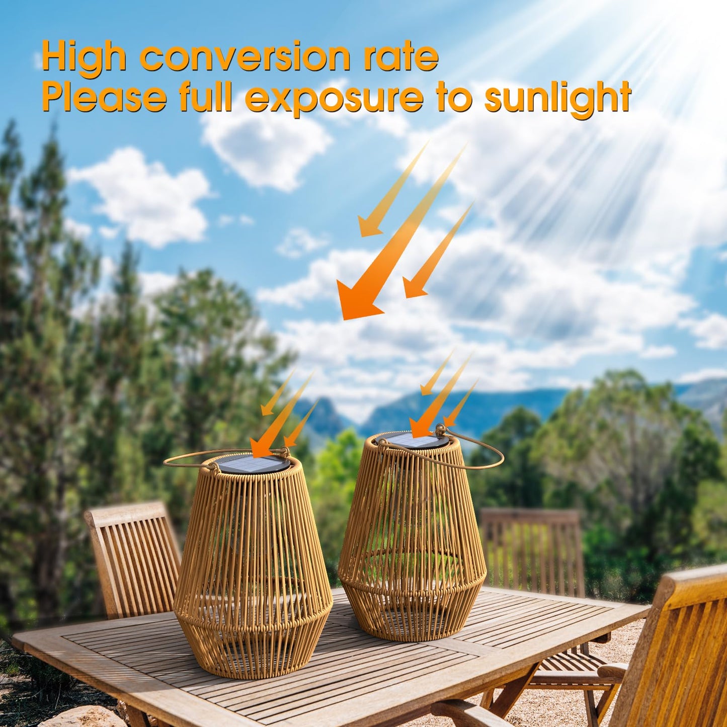 Solar Lanterns Outdoor Waterproof, KagoLing Solar Lanterns Outdoor Gifts for Women Mom Grandma Hanging Solar Lights Outdoor Handwoven Rattan Garden