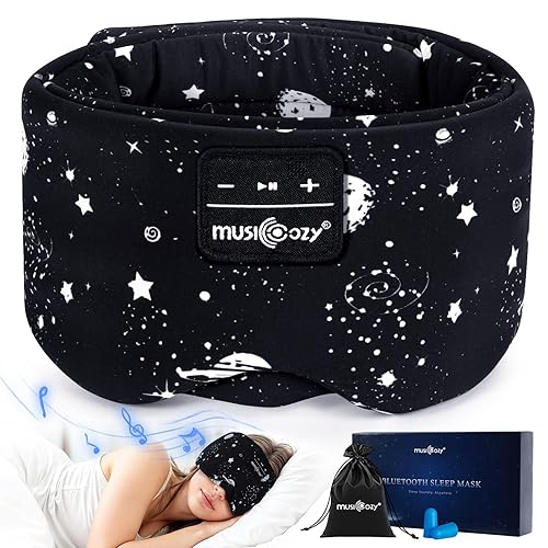 MUSICOZY Sleep Headphones Bluetooth Sleep with Headphones Eye Wireless Bluetooth 5.4 with Adjustable Headband Total Blackout for All Night Sleep…