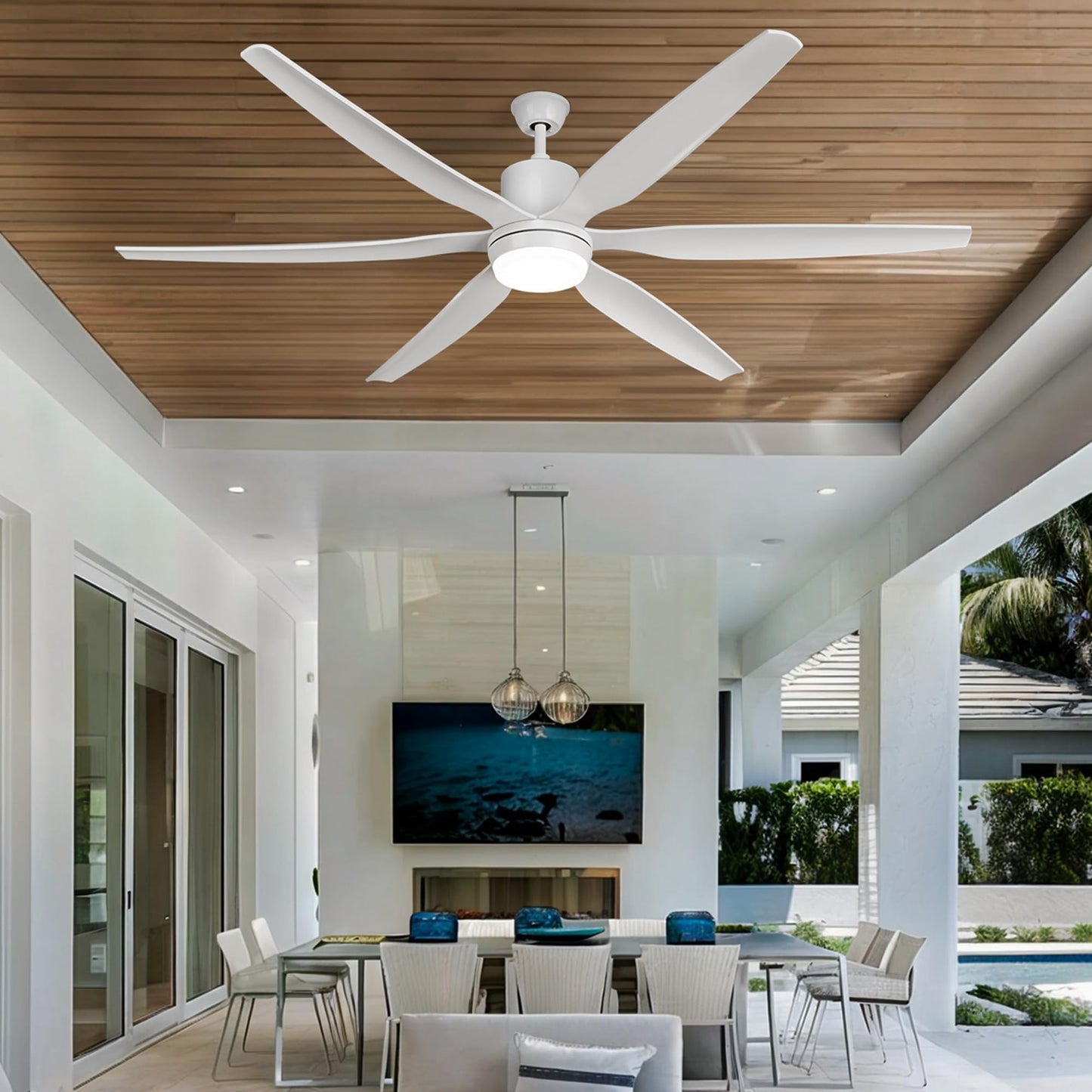 DWVO 66 inch Ceiling Fan with Lights, White