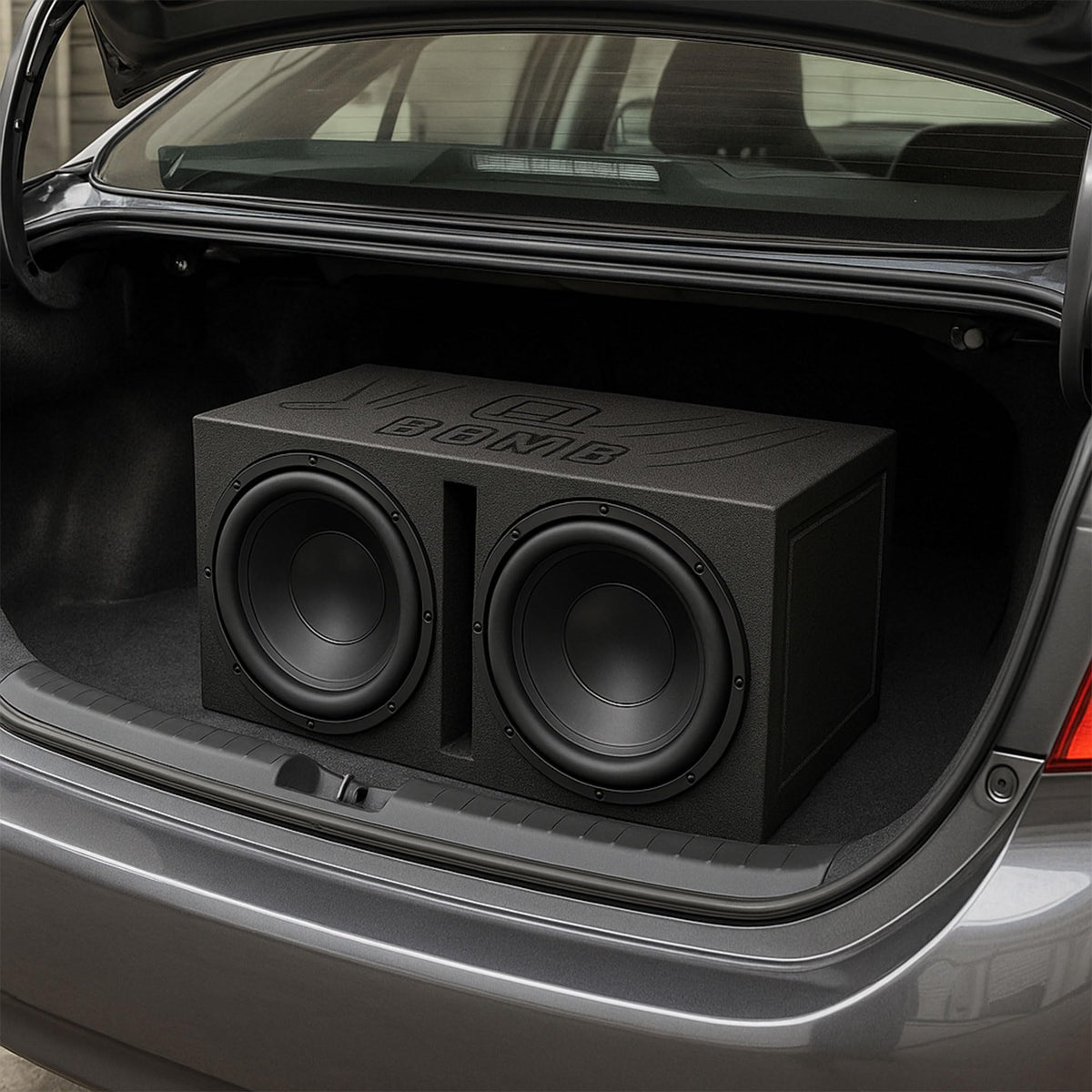 Q Power 12" Dual Subwoofer Box, High-Performance Vented Speaker Enclosure