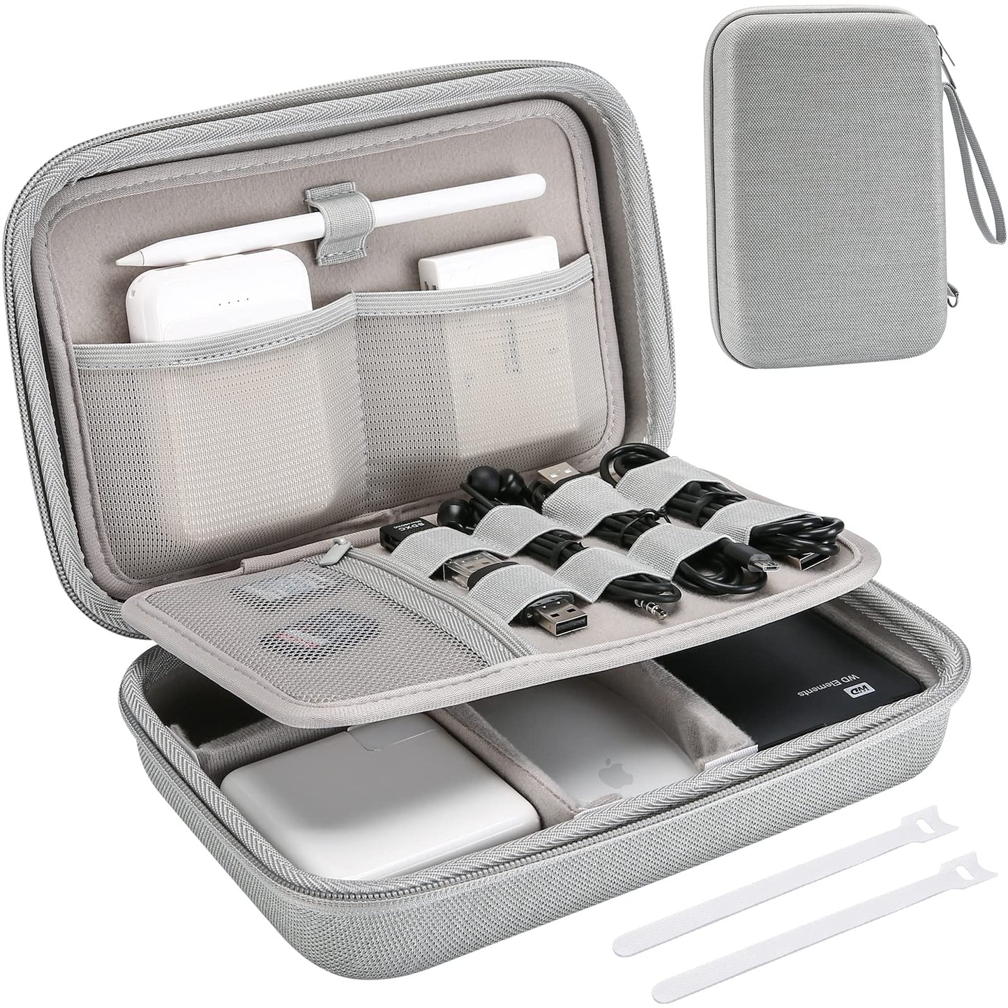 ProCase Hard Travel Electronic Organizer Case for MacBook Power Adapter Chargers Cables Power Bank Apple Magic Mouse Apple Pencil USB Flash Disk SD