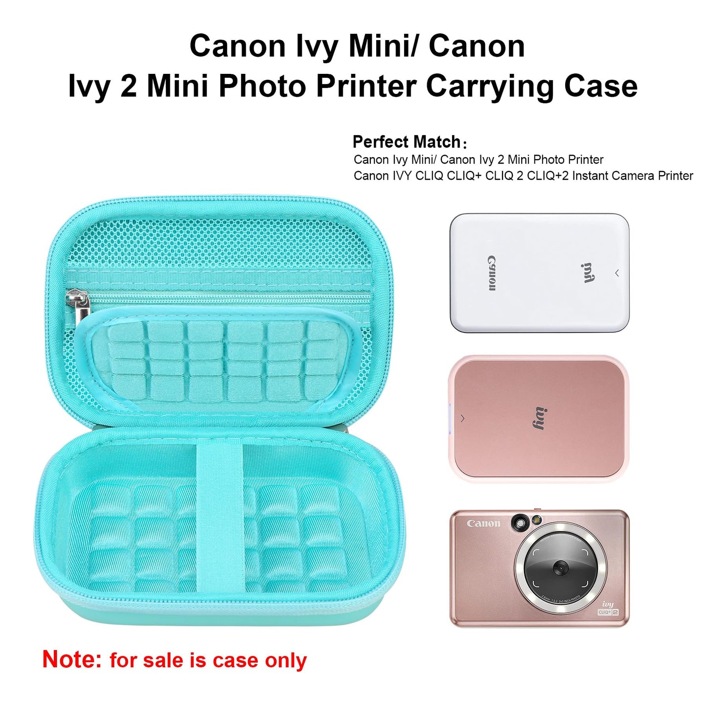 Elonbo Carrying Case for Canon Ivy 2/ Canon Ivy Mini Photo Printer, Portable Instant Smartphone Color Print Digital Camera Hard Travel Bag, Wireless