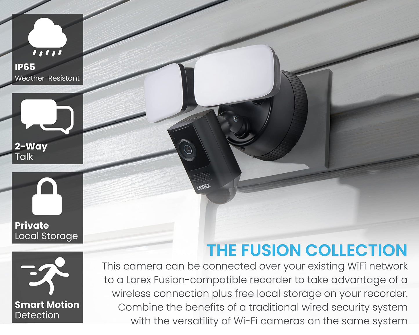 Lorex 2K Wi-Fi Floodlight Security Camera | Black | 32GB MicroSD Card Included | No Monthly Fee | Color Night Vision | Motion Detection | 2-Way Talk |