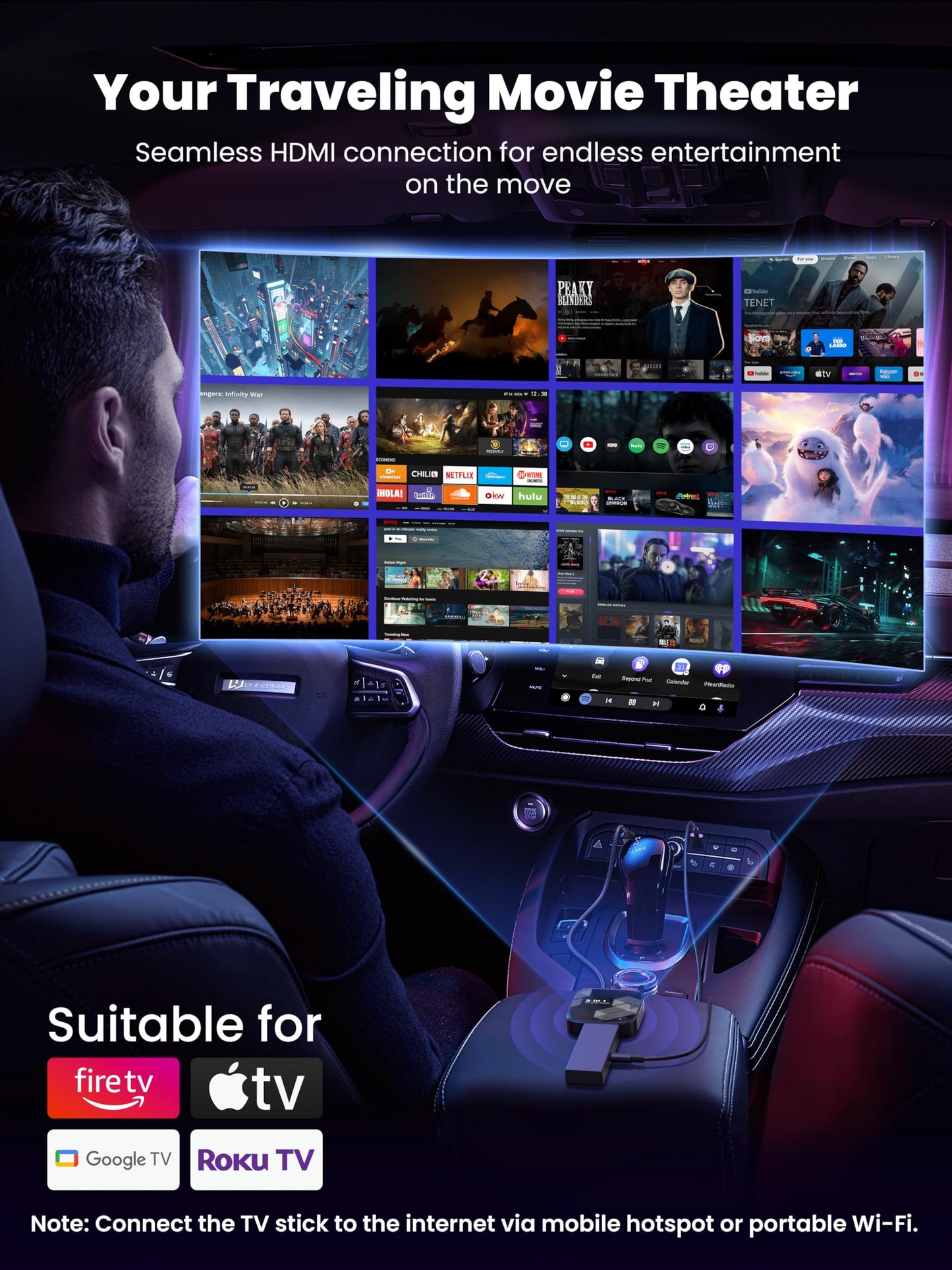 3-in-1 Wireless CarPlay Adapter, 2026 Upgraded Car TV Mate Pro Max [Metal & Glass Case] Convert Wired to Wireless Apple Car Play/Android Auto or HDMI