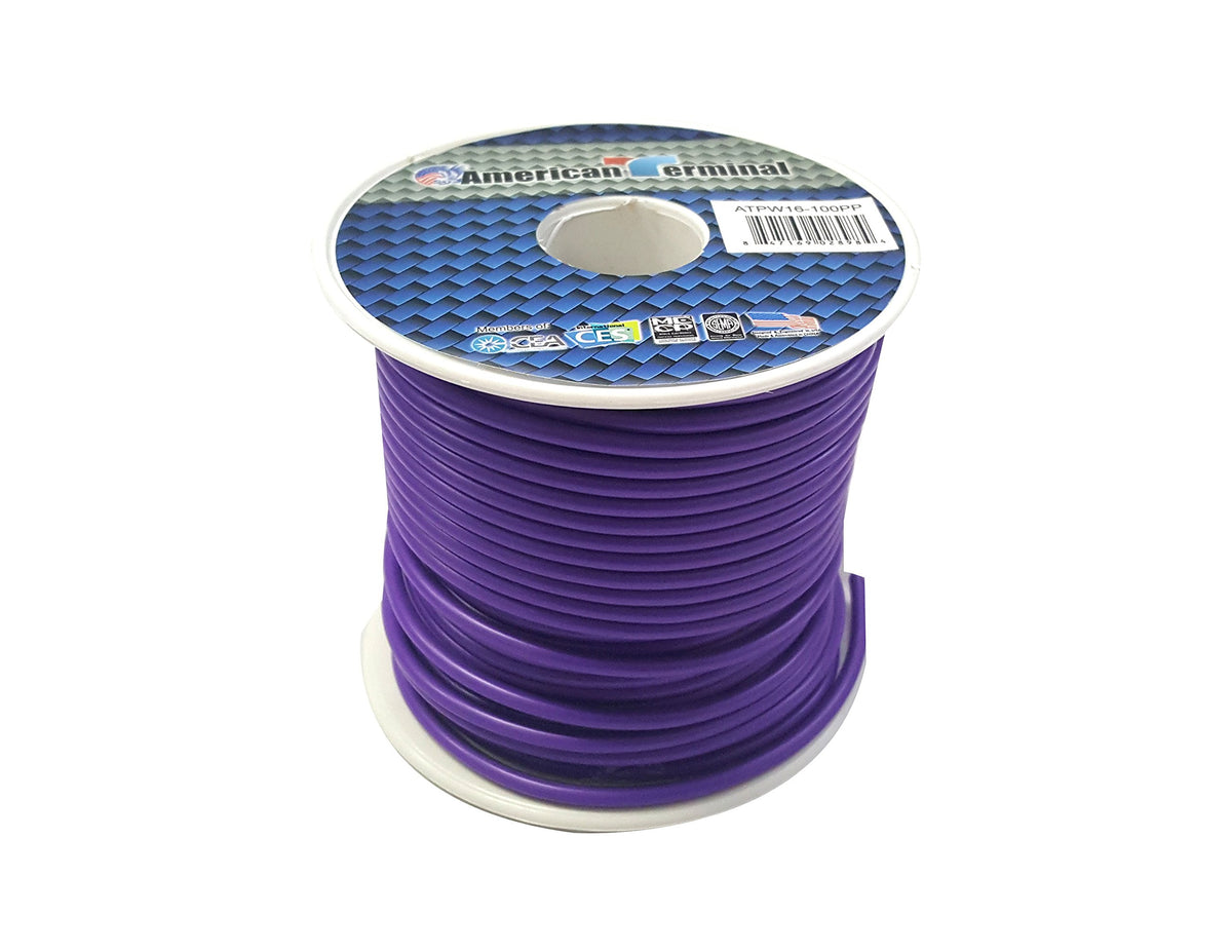 American Terminal ATPW16-100PP 16 Gauge Primary Wire, Purple