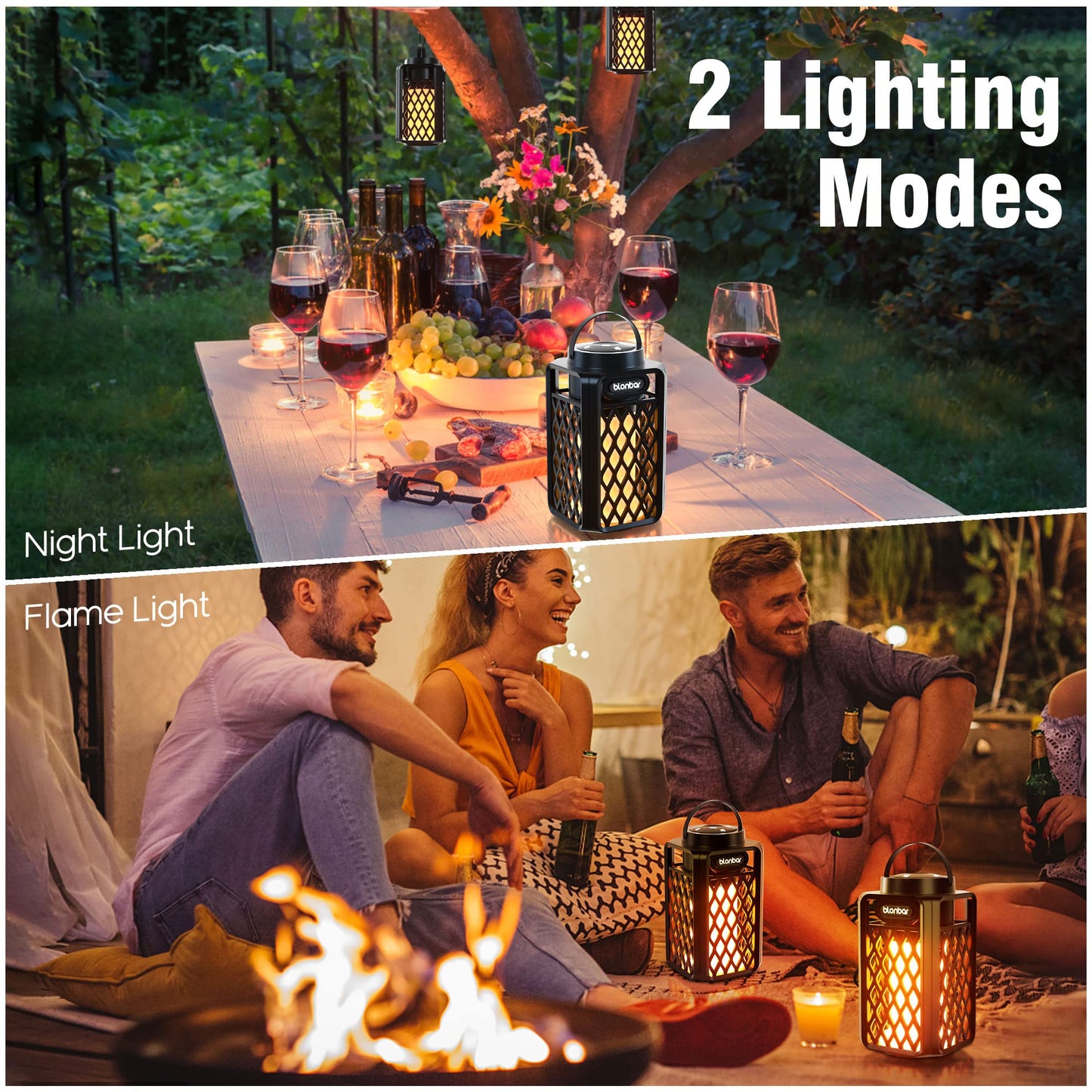 blonbar 2pcs Outdoor Speakers with Torch Atmosphere,10W Portable Bluetooth Stereo Speaker,IP65 Waterproof Led Flame Speakers, Torch Lights for Patio
