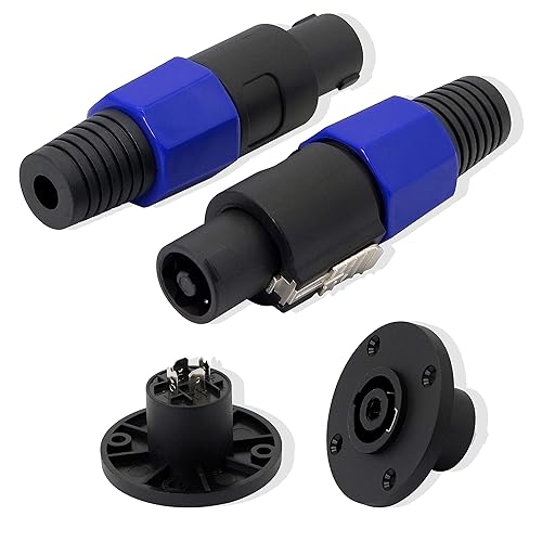 Speakon NL4FC?GELRHONR NL4 Connector Round Speaker Plug Twist Lock 4 Pole Speaker Plug Compatible with Speakon NL4FC, NL4FX, NLT4X, NL2FC, NA4LJ