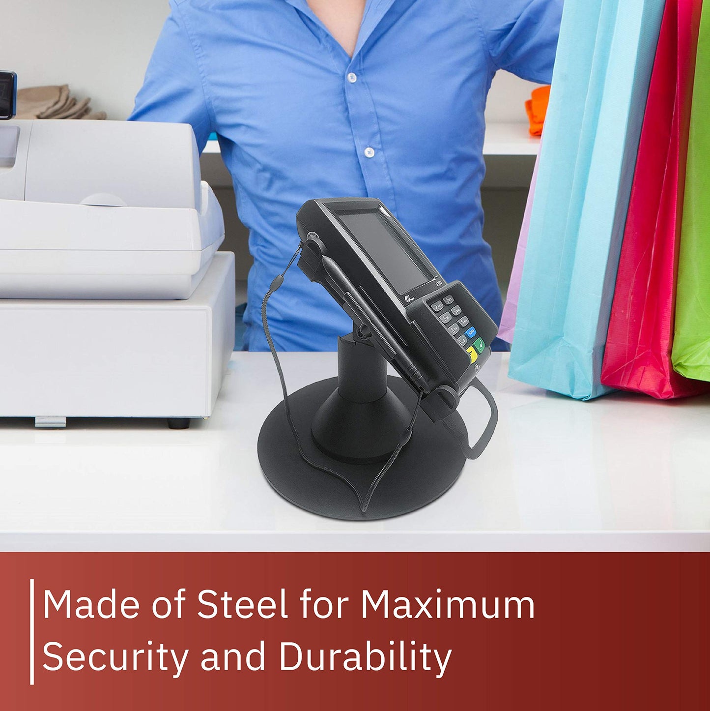 Discount Credit Card Supply Pax S300 / Pax SP30 Low Profile Freestanding 4" Swivel Stand with Round Plate, Black