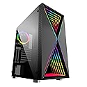 Bgears b-BlackWidow-RGB Black Gaming PC ATX case, Special Ripple Effect Front Panel, Tempered Glass Side. 2 x USB3.0, 3 x PWM 120mm ARGB Fans, Fan