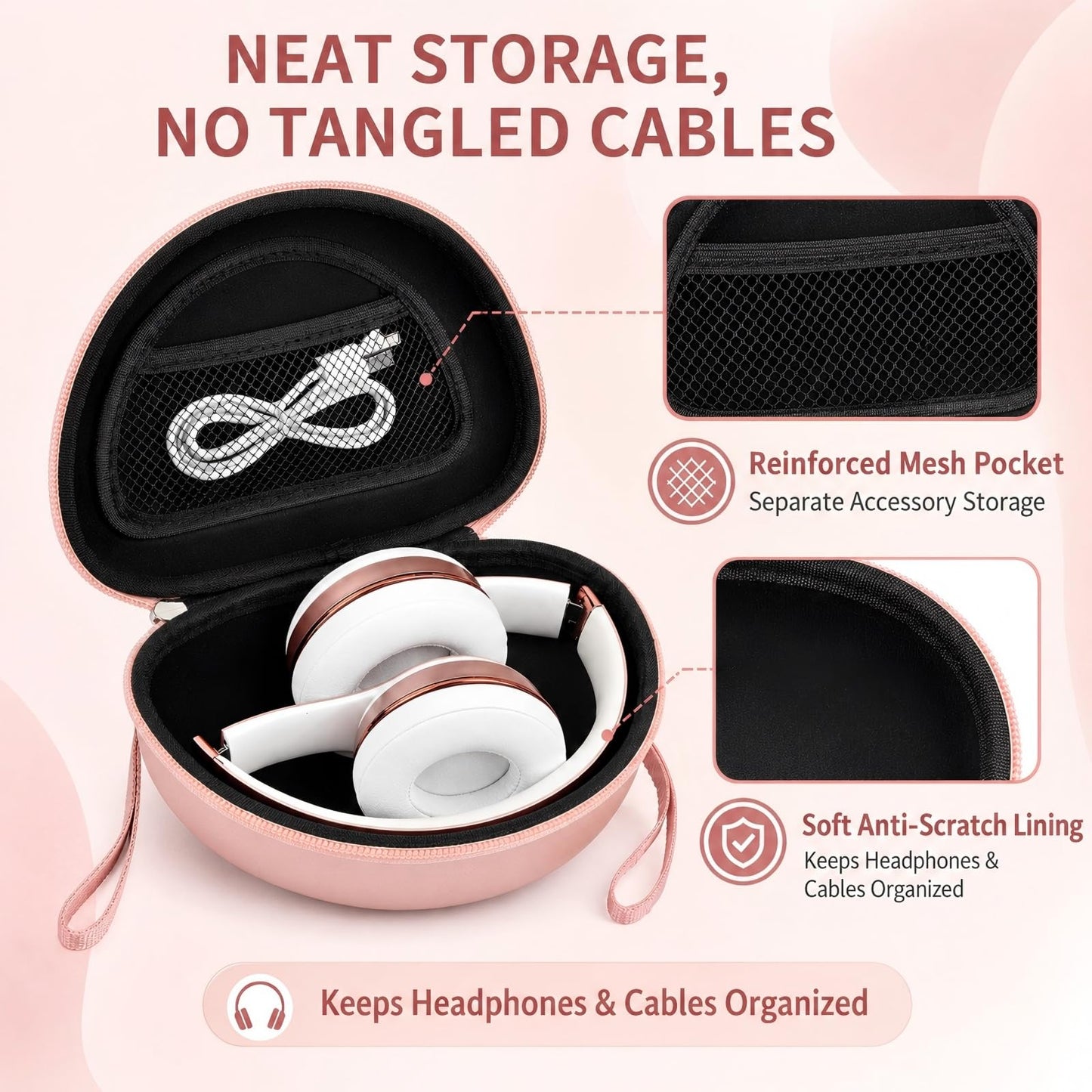COMECASE Hard Headphone Case Compatible with Beats Solo 2 3 4, Solo Pro, Studio Pro and Studio3, Water-Resistant Travel Carrying Case with Mesh
