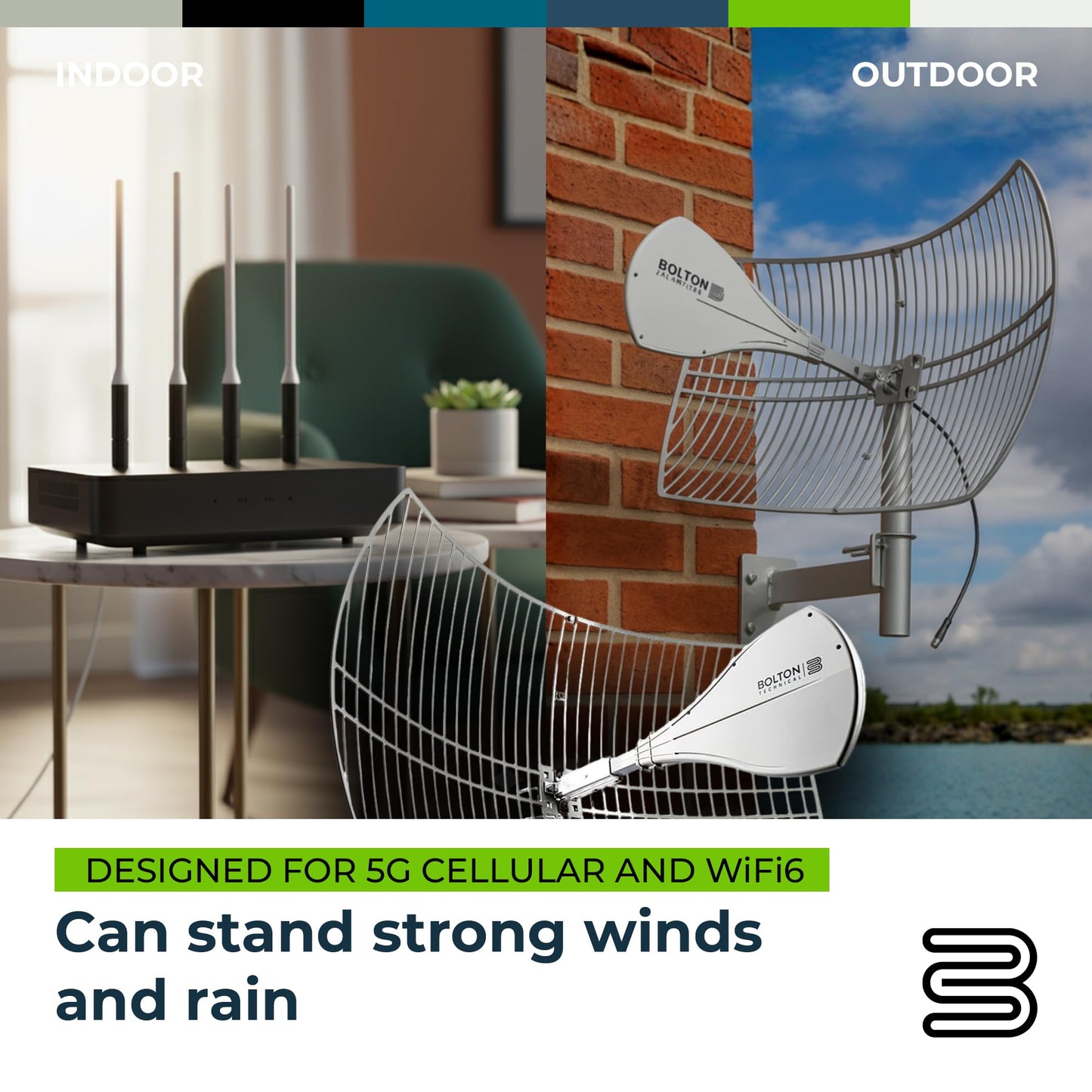 Bolton Technical Long Ranger Antenna (BT974822) | Parabolic - Over 20 Miles Range | All Cell Bands: 5G, 4G, LTE | WiFi 2.4/5 GHz WiFi 6 | High Gain