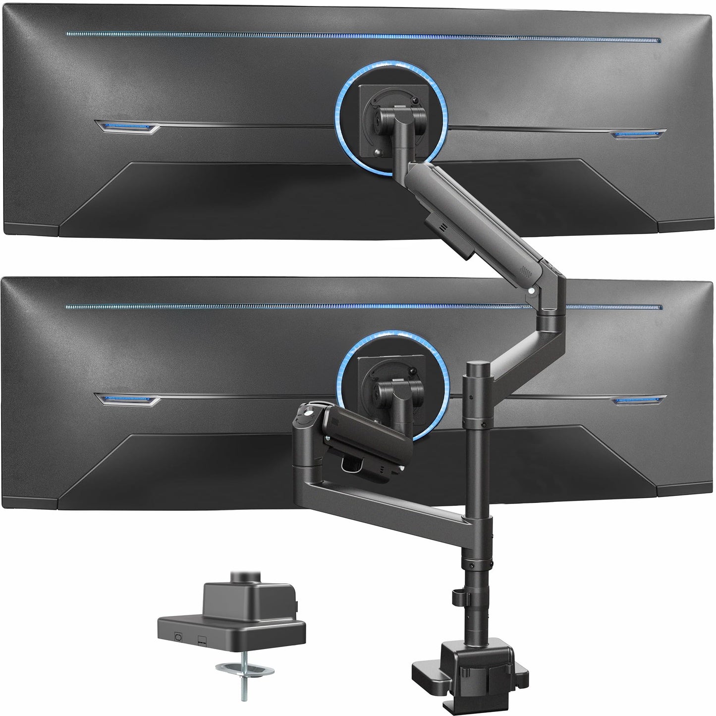 VIVO Dual Ultrawide Monitor Arms with Pole, 57 inch Screens up to 59.4 lbs, Desk Mount TV and Monitor Stand Designed for Samsung Odyssey Ark, Neo G9