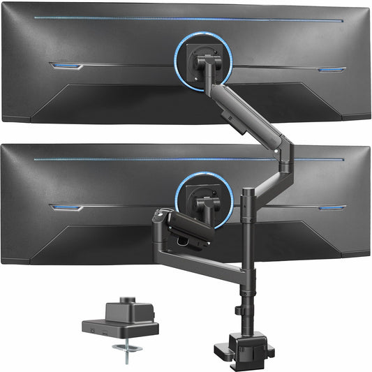 VIVO Dual Ultrawide Monitor Arms with Pole, 57 inch Screens up to 59.4 lbs, Desk Mount TV and Monitor Stand Designed for Samsung Odyssey Ark, Neo G9