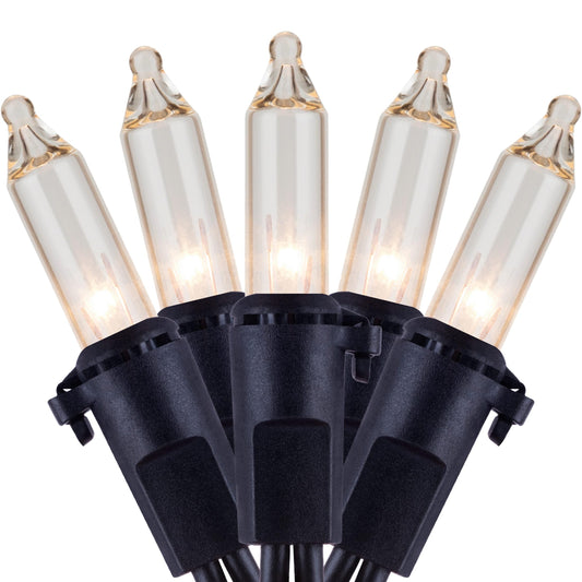 YULETIME 200 Clear Christmas String Lights, 2-Set 33 ft 100 ct Black Wire