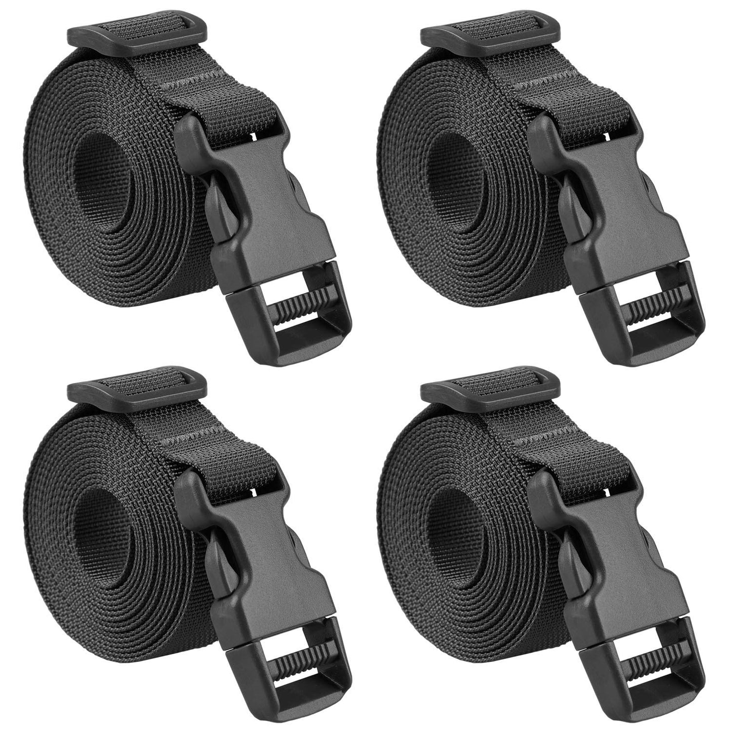 MAGARROW Packing Straps with Buckle – 4 Pack Adjustable 1-Inch Wide Belt, 40"–60" Length, Durable Luggage Straps for Travel (Black)