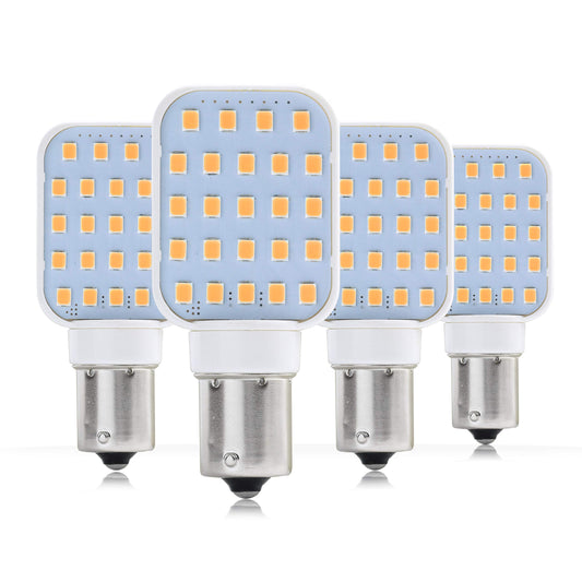 Leisure LED 4 Pack RV Interior LED Light Rotating Bulb Super Bright 312 Lumen 1141 1156 BA15S 24-SMD Camper Trailer Lamp Bulb 10-30V Warm White