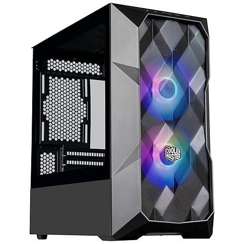Cooler Master TD300 Mesh Micro-ATX Tower with Polygonal Mesh Front ana Removable Top Panel, ARGB/PWM Hub Tempered Glass, Dual Sickleflow PWM ARGB