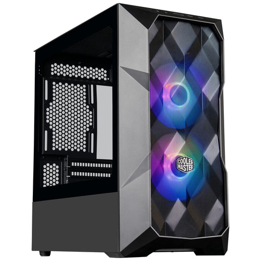 Cooler Master TD300 Mesh Micro-ATX Tower with Polygonal Mesh Front ana Removable Top Panel, ARGB/PWM Hub Tempered Glass, Dual Sickleflow PWM ARGB